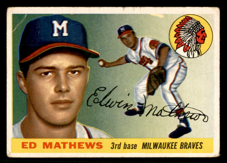 1955 Topps Baseball #155 Eddie Mathews Braves VG 541163