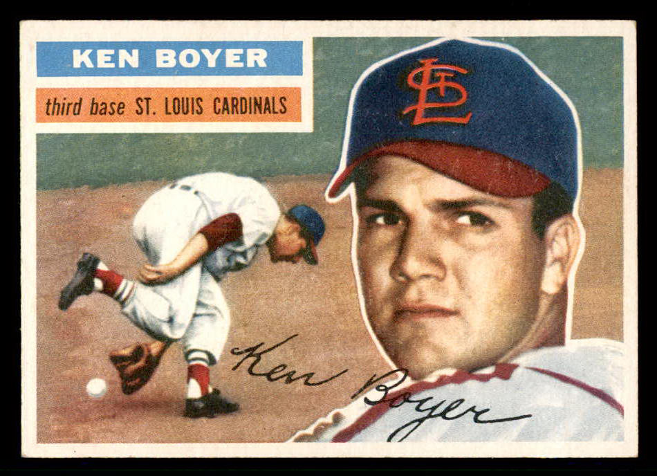 1956 Topps Baseball #014 Ken Boyer Cardinals EX-MT White 541177