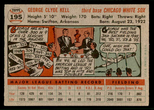1956 Topps Baseball #195 George Kell White Sox EX-MT 541204