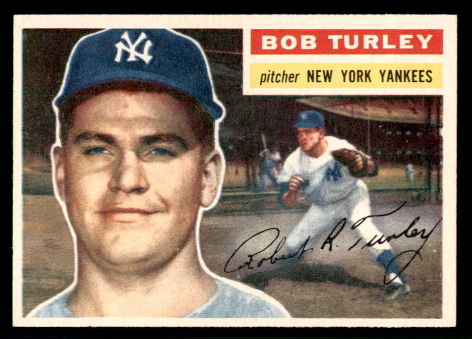 1956 Topps Baseball #040 Bob Turley Yankees NR-MT White 541206