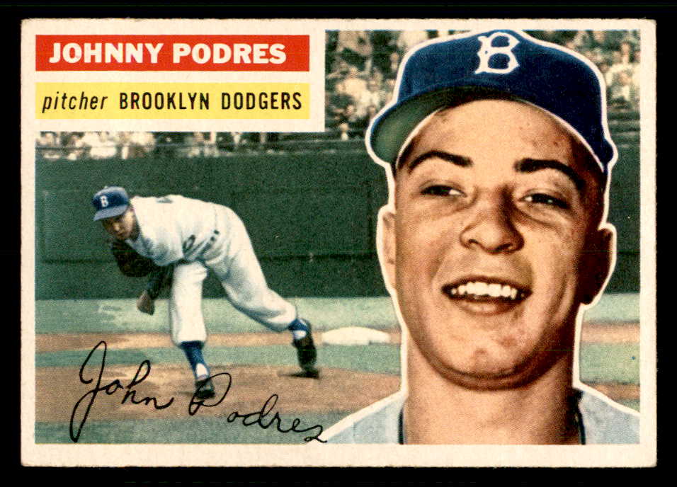 1956 Topps Baseball #173 Johnny Podres Dodgers EX+/EX-MT Gray 541215