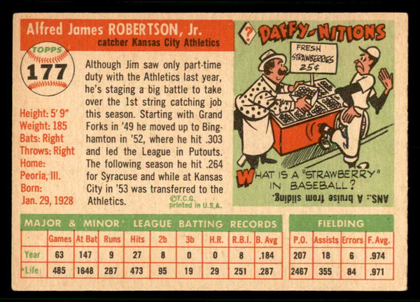 1955 Topps Baseball #177 Jim Robertson A's EX-MT 541230
