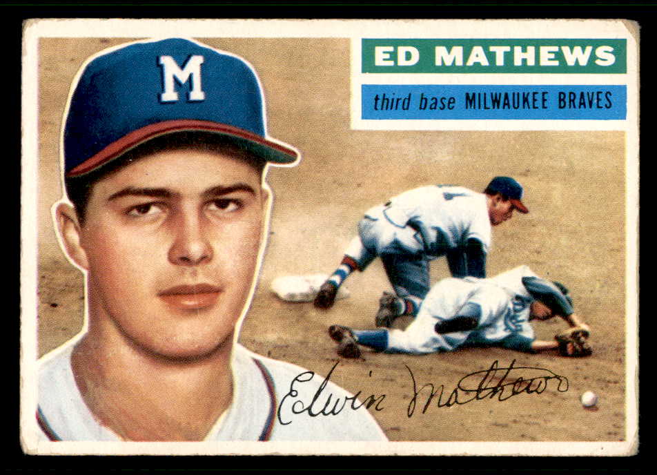 1956 Topps Baseball #107 Eddie Mathews Braves VG White 541231
