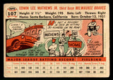 1956 Topps Baseball #107 Eddie Mathews Braves VG White 541231