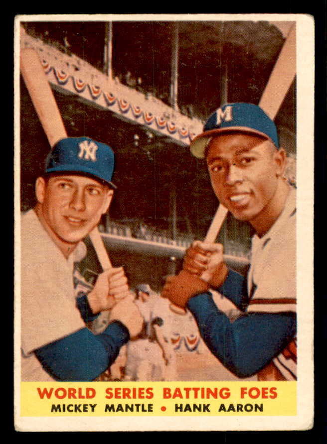 1958 Topps Baseball #418 Mickey Mantle Hank Aaron VG 541280