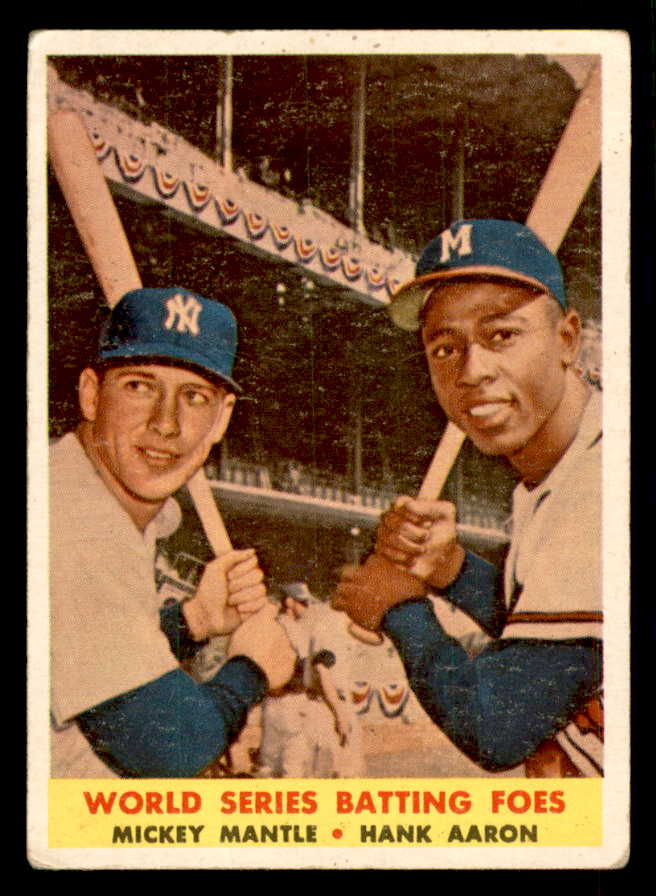 1958 Topps Baseball #418 Mickey Mantle Hank Aaron VG 541281