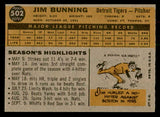 1960 Topps Baseball #502 Jim Bunning Tigers EX 541288