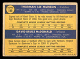 1970 Topps Baseball #189 Thurman Munson Yankees VG 541448