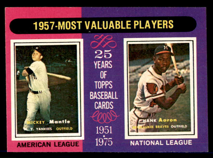 1975 Topps Baseball #195 Mickey Mantle Hank Aaron NR-MT 541578