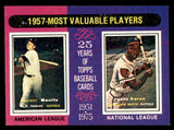 1975 Topps Baseball #195 Mickey Mantle Hank Aaron NR-MT 541590