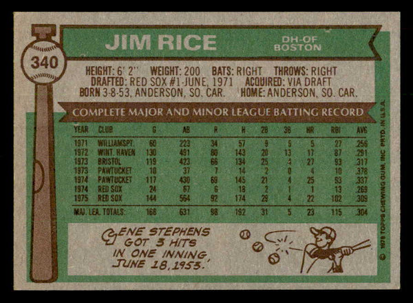 1976 Topps Baseball #340 Jim Rice Red Sox NR-MT 541594