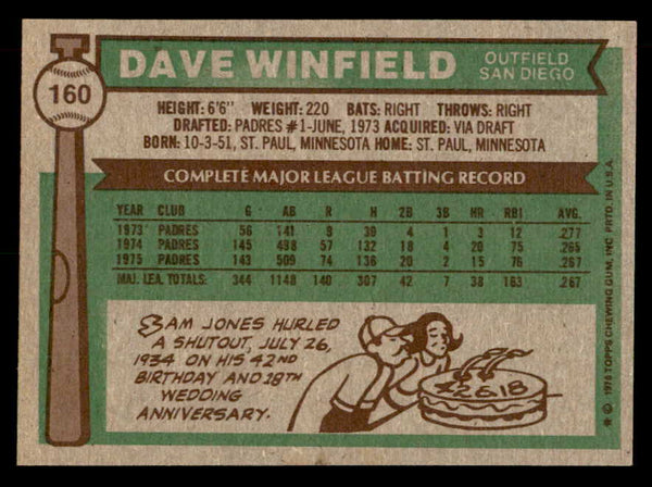 1976 Topps Baseball #160 Dave Winfield Padres EX-MT 541599