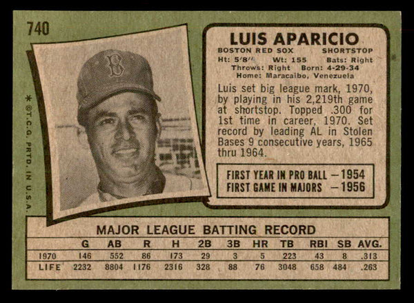 1971 Topps Baseball #740 Luis Aparicio Red Sox NR-MT 541653