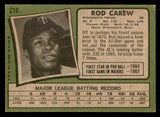 1971 Topps Baseball #210 Rod Carew Twins EX 541689