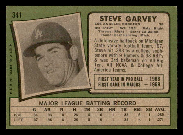 1971 Topps Baseball #341 Steve Garvey Dodgers EX 541697