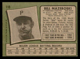 1971 Topps Baseball #110 Bill Mazeroski Pirates EX-MT 541708