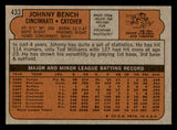 1972 Topps Baseball #433 Johnny Bench Reds EX+/EX-MT 541770