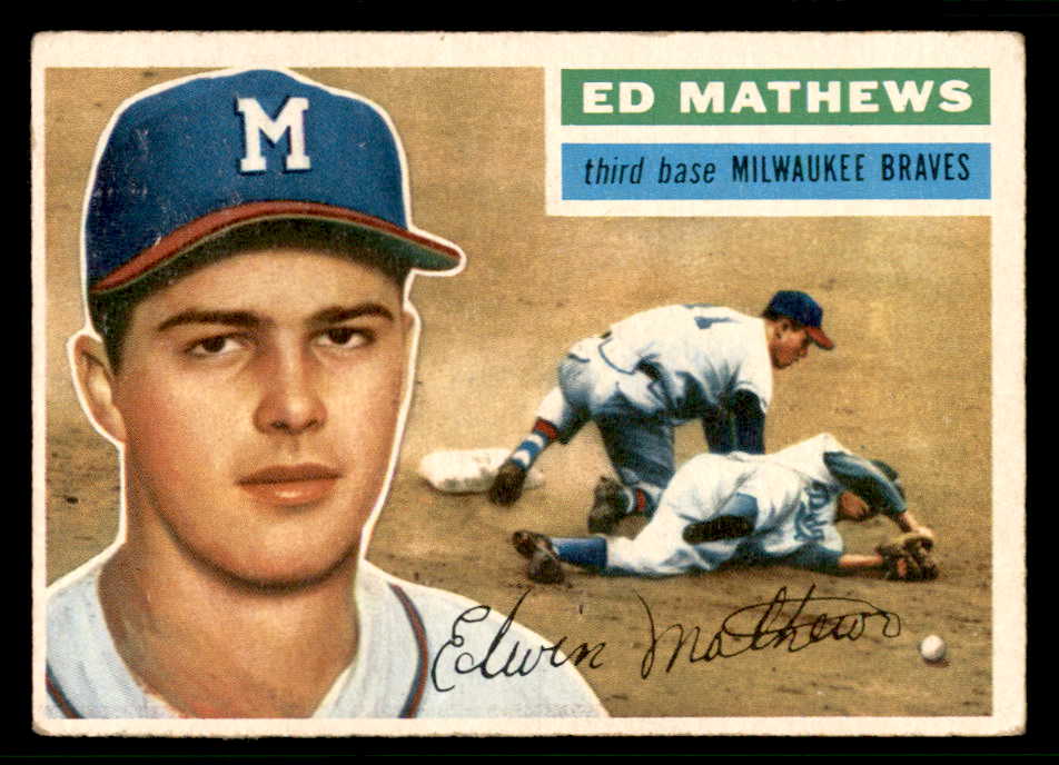 1956 Topps Baseball #107 Eddie Mathews Braves VG-EX Gray 541814