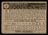 1952 Topps Baseball #049 Johnny Sain Yankees Good Black 541820
