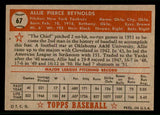 1952 Topps Baseball #067 Allie Reynolds Yankees EX-MT Red 541828