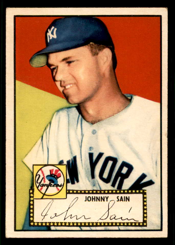 1952 Topps Baseball #049 Johnny Sain Yankees VG-EX Red 541849