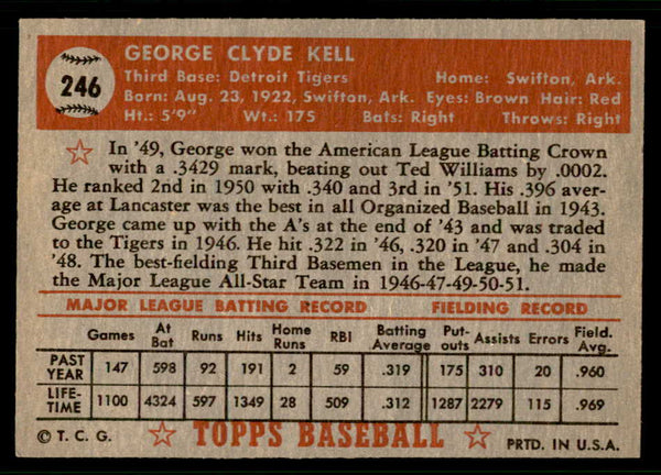 1952 Topps Baseball #246 George Kell Tigers VG-EX 541851