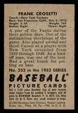 1952 Bowman Baseball #252 Frank Crosetti Yankees EX 541887