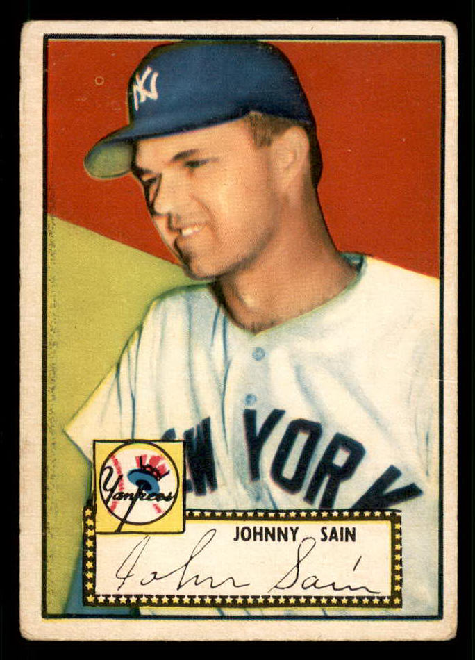 1952 Topps Baseball #049 Johnny Sain Yankees VG Red 541926