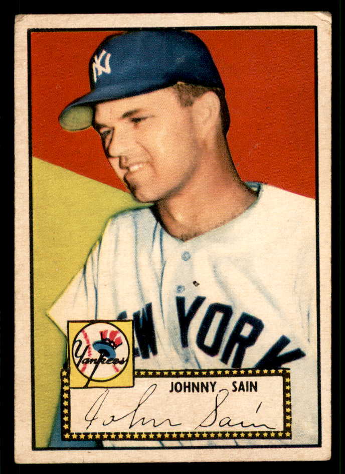 1952 Topps Baseball #049 Johnny Sain Yankees VG Red 541935