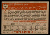1952 Topps Baseball #049 Johnny Sain Yankees VG Red 541935