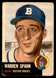 1953 Topps Baseball #147 Warren Spahn Braves VG 541958