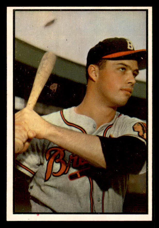 1953 Bowman Color Baseball #097 Eddie Mathews Braves VG trimmed 542011