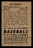 1952 Bowman Baseball #189 Jimmy Piersall Red Sox EX-MT 542044