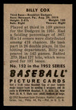 1952 Bowman Baseball #152 Billy Cox Dodgers EX-MT 542045
