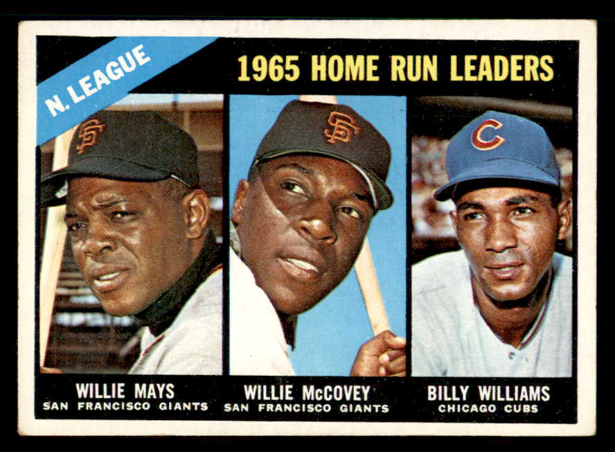 1966 Topps Baseball #217 N.L. Home Run Leaders Willie Mays VG-EX 542085