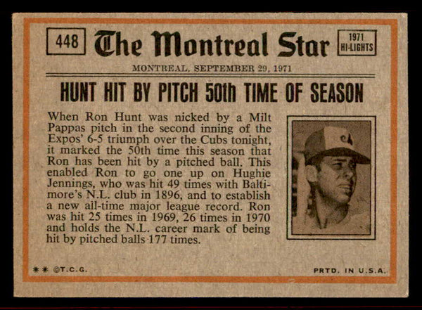 1972 Topps Baseball #448 Willie Stargell IA Pirates EX-MT 542198
