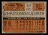 1972 Topps Baseball #433 Johnny Bench Reds VG-EX 542205