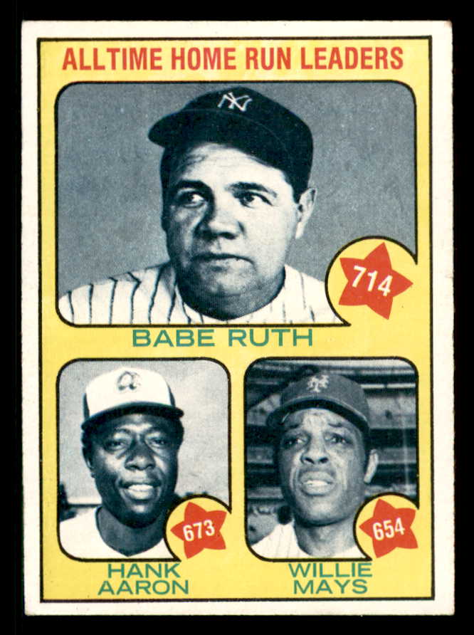 1973 Topps Baseball #001 Hank Aaron Babe Ruth Willie Mays VG-EX 542305