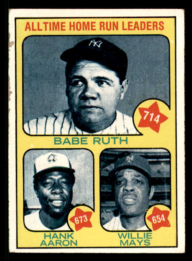 1973 Topps Baseball #001 Hank Aaron Babe Ruth Willie Mays GD-VG 542306
