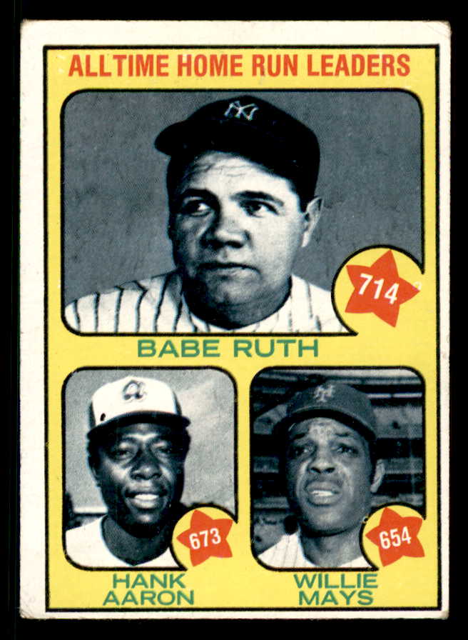 1973 Topps Baseball #001 Hank Aaron Babe Ruth Willie Mays VG 542307