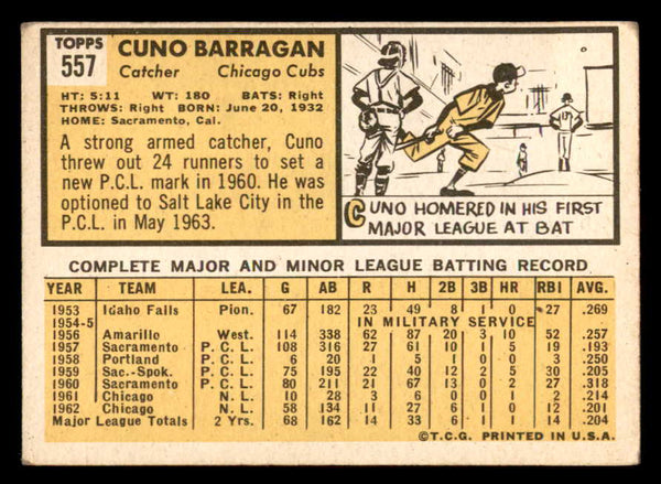1963 Topps Baseball #557 Cuno Barragan Cubs VG-EX 542353