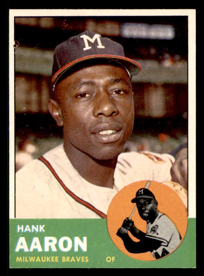 1963 Topps Baseball #390 Hank Aaron Braves Good trimmed 542354