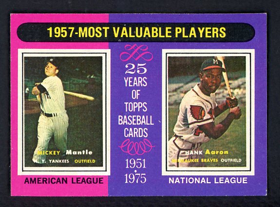 1975 Topps Baseball #195 Mickey Mantle Hank Aaron EX-MT 542357