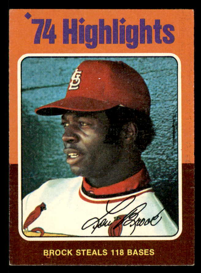 1975 Topps Baseball #002 Lou Brock HL Cardinals EX 542368