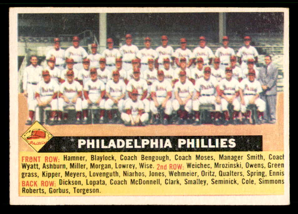1956 Topps Baseball #072 Philadelphia Phillies Team EX-MT White 542400