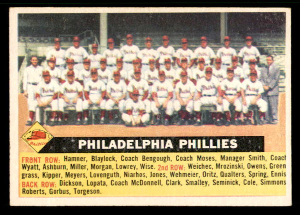 1956 Topps Baseball #072 Philadelphia Phillies Team EX-MT White 542400