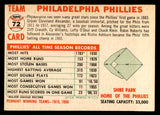 1956 Topps Baseball #072 Philadelphia Phillies Team EX-MT White 542400