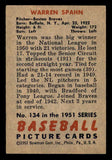 1951 Bowman Baseball #134 Warren Spahn Braves EX-MT 542405