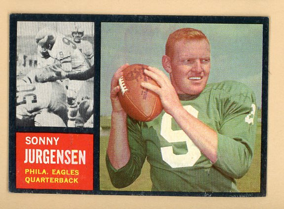 1962 Topps Football #115 Sonny Jurgensen Eagles VG stain back 542406