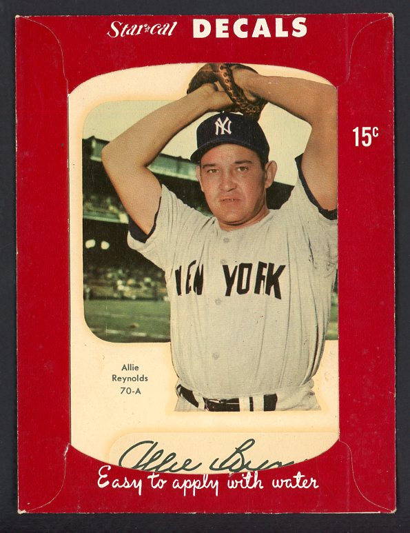 1952 Star Cal Decals 1 #070A Allie Reynolds Yankees 542418